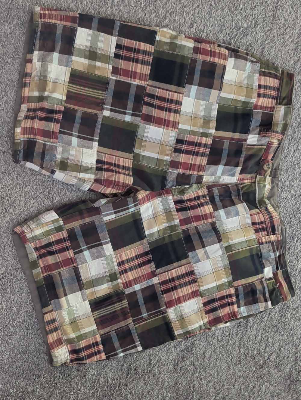 Geoffrey Beene Olive Multi Plaid Patchwork Shorts